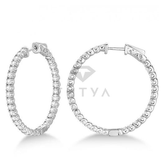 Серьги Конго (кольца) из белого золота с муассанитами