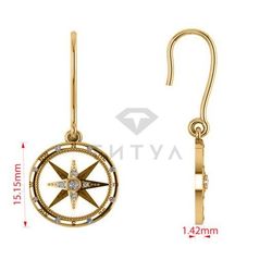 Серьги из желтого золота с муассанитами