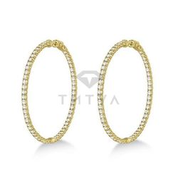 Серьги Конго (кольца) из желтого золота с муассанитами