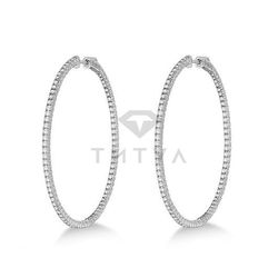Серьги Конго (кольца) из белого золота с муассанитами