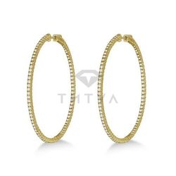 Серьги Конго (кольца) из желтого золота с муассанитами