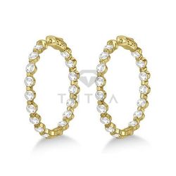 Серьги Конго (кольца) из желтого золота с муассанитами