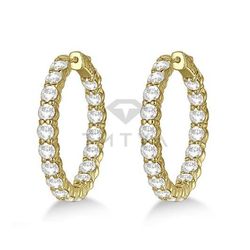 Серьги Конго (кольца) из желтого золота с муассанитами