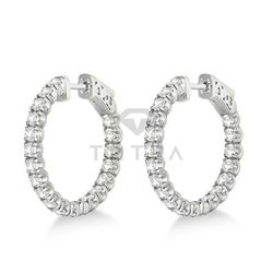 Серьги Конго (кольца) из белого золота с муассанитами