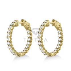 Серьги Конго (кольца) из желтого золота с муассанитами