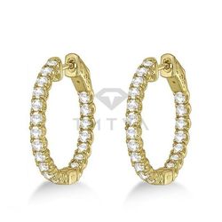 Серьги Конго (кольца) из желтого золота с муассанитами
