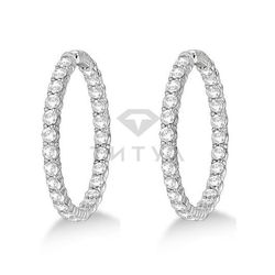 Серьги Конго (кольца) из белого золота с муассанитами