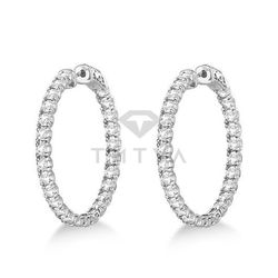 Серьги Конго (кольца) из белого золота с муассанитами