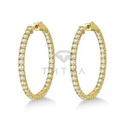 Серьги Конго (кольца) из желтого золота с муассанитами