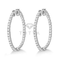 Серьги Конго (кольца) из белого золота с муассанитами