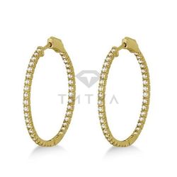 Серьги Конго (кольца) из желтого золота с муассанитами