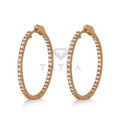 Серьги Конго (кольца) из красного золота с муассанитами