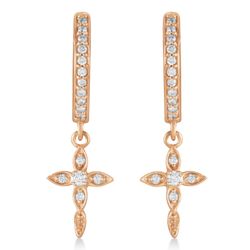 Серьги Конго (кольца) из красного золота  с муассанитами