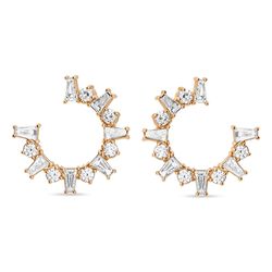 Серьги Конго (кольца) из красного золота  с муассанитами